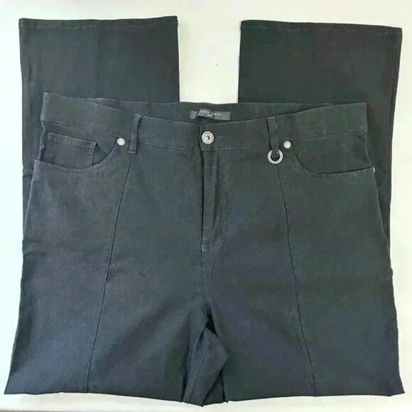 Simon Chang Jeans High Rise Straight Leg Cropped Stretch Fit Black  Size 16 - Picture 16 of 16